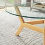 Round side table made of tempered glass with adjustable foot pads and steel frame Image 2