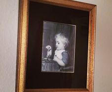 Antique engraving "The Little Architect"