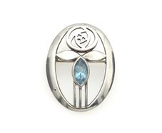 925 Vintage Kit Heath Designer Silver & Blue Topaz Brooch