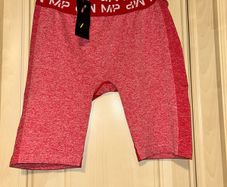 My protein double waistband red bicycle shorts