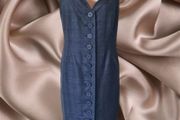 Vintage 1990s 'Richard Lewis Dublin' grey black cocktail party dress sweetheart neckline LBD L large Races Wedding outfit