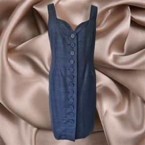 Vintage 1990s 'Richard Lewis Dublin' grey black cocktail party dress sweetheart neckline LBD L large Races Wedding outfit