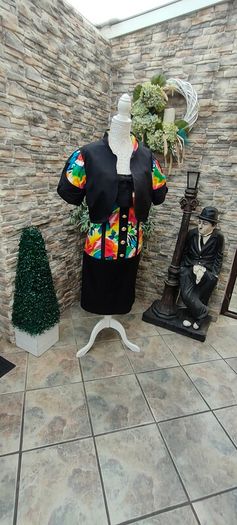 Vintage 80s 90s Jacqueline lechat Cannes pencil floral dress with cropped blazer