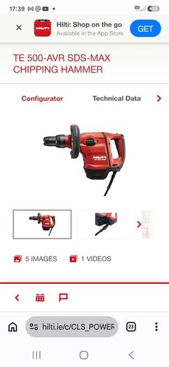 HILTI TE500 breaker 6kg  .warranty 6-months