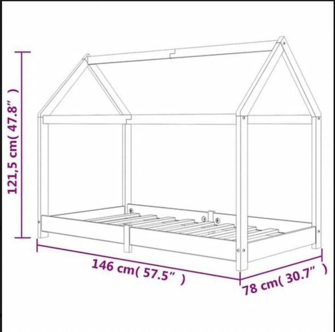 White wooden house bed frame