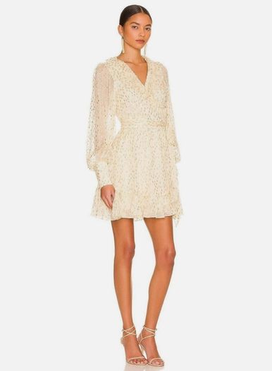 Zimmermann Ruffled metallic fil coupe silk-blend mini wrap dress