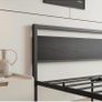 King Size Bed Frame with Wooden Headboard,Black Metal Bed Image 5