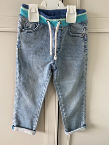 M&S the Jones pull on light denim elasticated waist drawstring jeans 3-4 BNWT