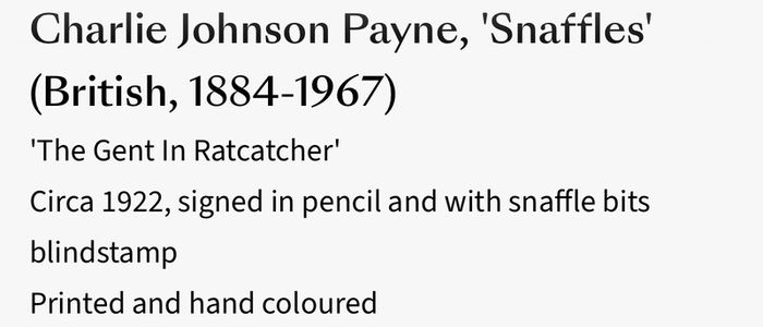 Snaffles Charles Johnson Payne The Gent in Ratcatcher