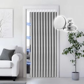 Blackout Folding Door Curtain Magnetic Sliding Door for Closet Pleated Concertina Doorway Curtain Accordion Door Interior Room Divider Bedroom Living Room 42x78,Grey