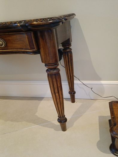 Four poster carved Indonesian bed super king incl bedside tables and dresser