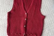 Vintage Cherry Red Knit Vest Top