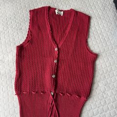 Vintage Cherry Red Knit Vest Top