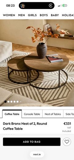 Brown Nesting Circular Coffee Table from Next