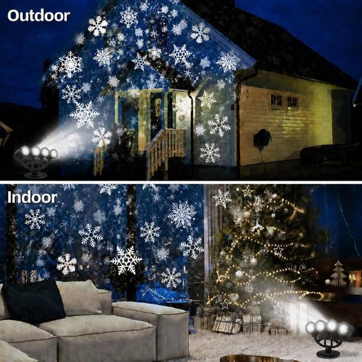 Outdoor Snowflake Projector Lights 4 Head IP44 Waterproof