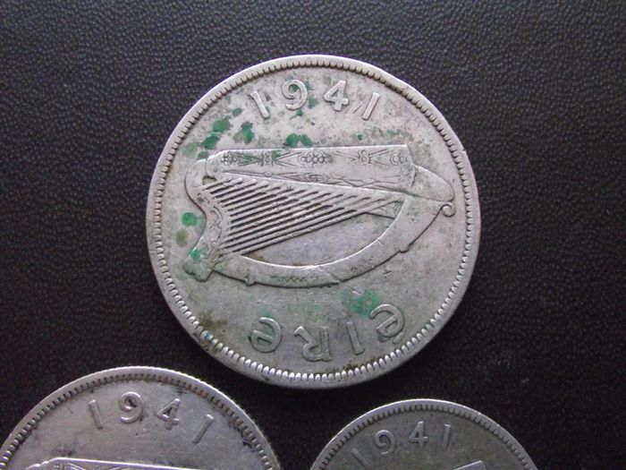 1941 Irish Republic. Set of 3 Silver Coins: Half Crown&Florin&Shilling