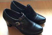 Pitillos Ladies black leather high block heel shoes Eu 39 Uk 6