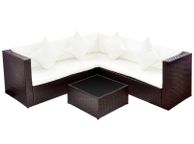 main image for ad 4 Piece Garden Lounge Set with Cushions Poly Rattan Brown