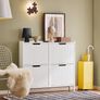 Modern Shoe Cabinet 4 Door Slim Storage Unit with Flap Doors Black or White Image 3