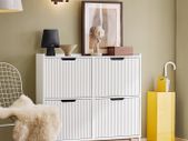 Slim Shoe Cabinet with 4 Doors Black or White 100 x 91 x 19 cm