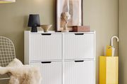 Slim Shoe Cabinet with 4 Doors Black or White 100 x 91 x 19 cm