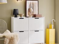 main image for ad Slim Shoe Cabinet with 4 Doors Black or White 100 x 91 x 19 cm