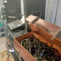 Speakers microphone mixer and fittings.