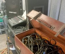 Speakers microphone mixer and fittings.