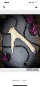 Empowering Naturally Shed Deer Antler and Amethyst Quartz  Rope Necklace Cosplay Wasteland Dystopian