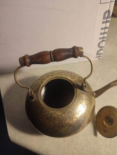 Oriental Brass lovely looking Tea or Coffee Pot. Engraved Indian Pot. Small Vintage Jug. Handmade