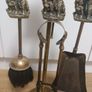 Vintage Cocker Spaniel Dog Brass Fireplace Tools Set Image 3
