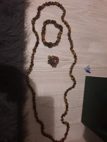 tigers eye necklace bracelet and ring