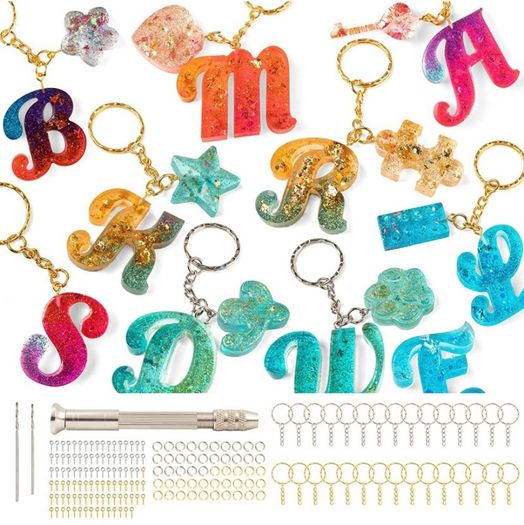 182Pcs Silicone Alphabet Resin Molds Kit, Letter Silicone Mould for Crafts Epoxy Resin Casting Molds Keychain Making Set, DIY Letter Keychain Pendant Hanging Ornaments Jewelry Resin Moulds (FREE POSTAGE)