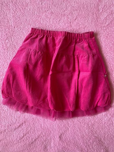 Pink Corduroy Skirt with Tulle Underskirt
