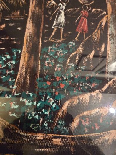 Vintage Haitian Art Painting on Fabric - Signed