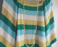 GALLLERY lime stripe bat-wing knit Sz M (Fit 12-16UK)