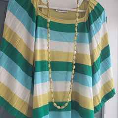 GALLLERY lime stripe bat-wing knit Sz M (Fit 12-16UK)