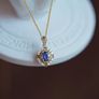 Blue Stone Crystal Gold Tone Pendant Necklace Image 3
