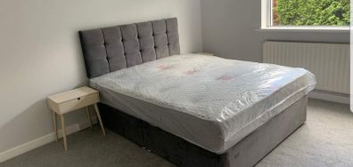 New Kingsize Grey Bed & Memoryfoam Otherpedic Mattress
