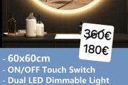LED Bathroom Mirror Bluetooth Antifog Dual LED Round 60cm Bright Makeup Light