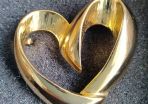 Large Gold Heart Brooch