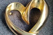 Large Gold Heart Brooch