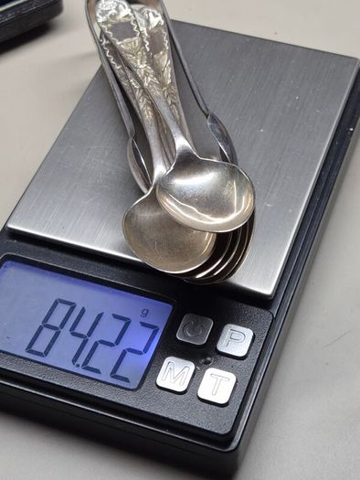 Antique 1895 Glasgow Solid Silver Teaspoons & Sugar Tongs Set in Original Box