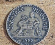 France 1922, 1 Franc Coin, Chamber of Commerce - free standard postage