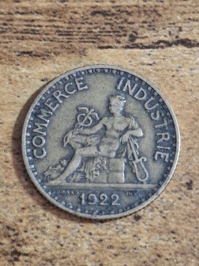 France 1922, 1 Franc Coin, Chamber of Commerce - free standard postage
