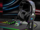 Havit RGB Headset Stand with 3.5mm AUX and 2 USB Ports Headphone Holder for Gamers Gaming PC Accessories Desk Black and White