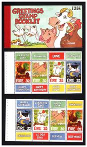1997 Ireland Greetings Commemorative Stamp Booklet Mint Never Hinged (MNH). Hibernian HB57.  Images of Panes shown