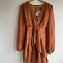 Boohoo Ruffle hem caramel colour chiffon mini dress size 12 Image 6