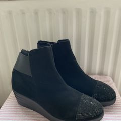 ankle size 39 black suede wedge comfortable boots
