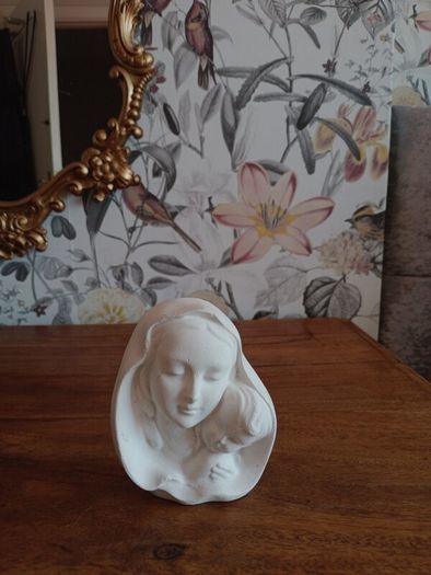 Vintage Hand Cast Chalk Ware Mary & Child.